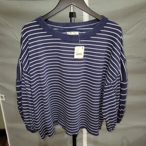 NWT  We The Free Navy and White Striped Long Sleeve Top, Never Worn